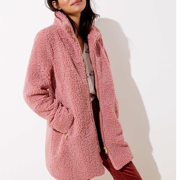 LOFT Jackets & Blazers - Faux Sherpa Funnel Neck Coat